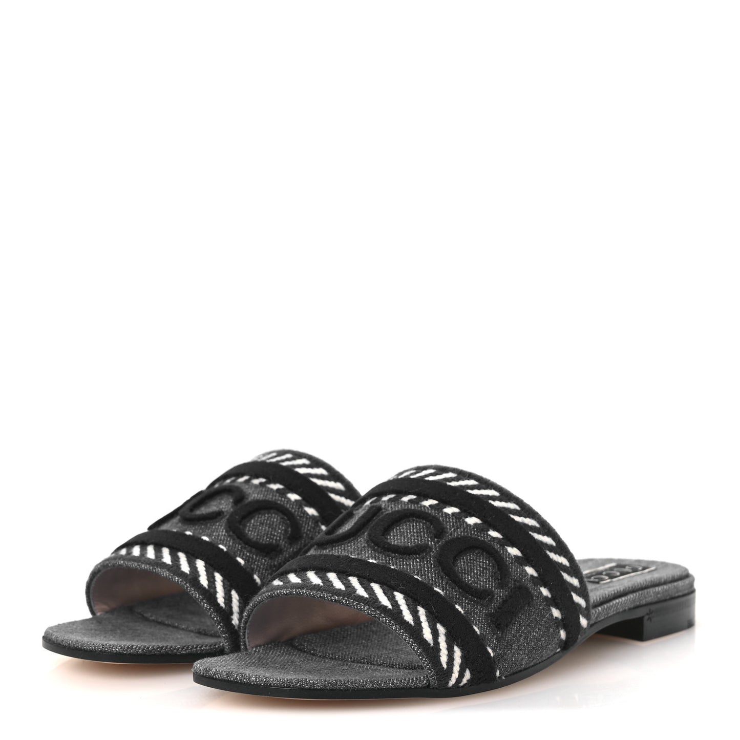 Plain Spain Denim Logo Slide Sandals 37 Light Blue