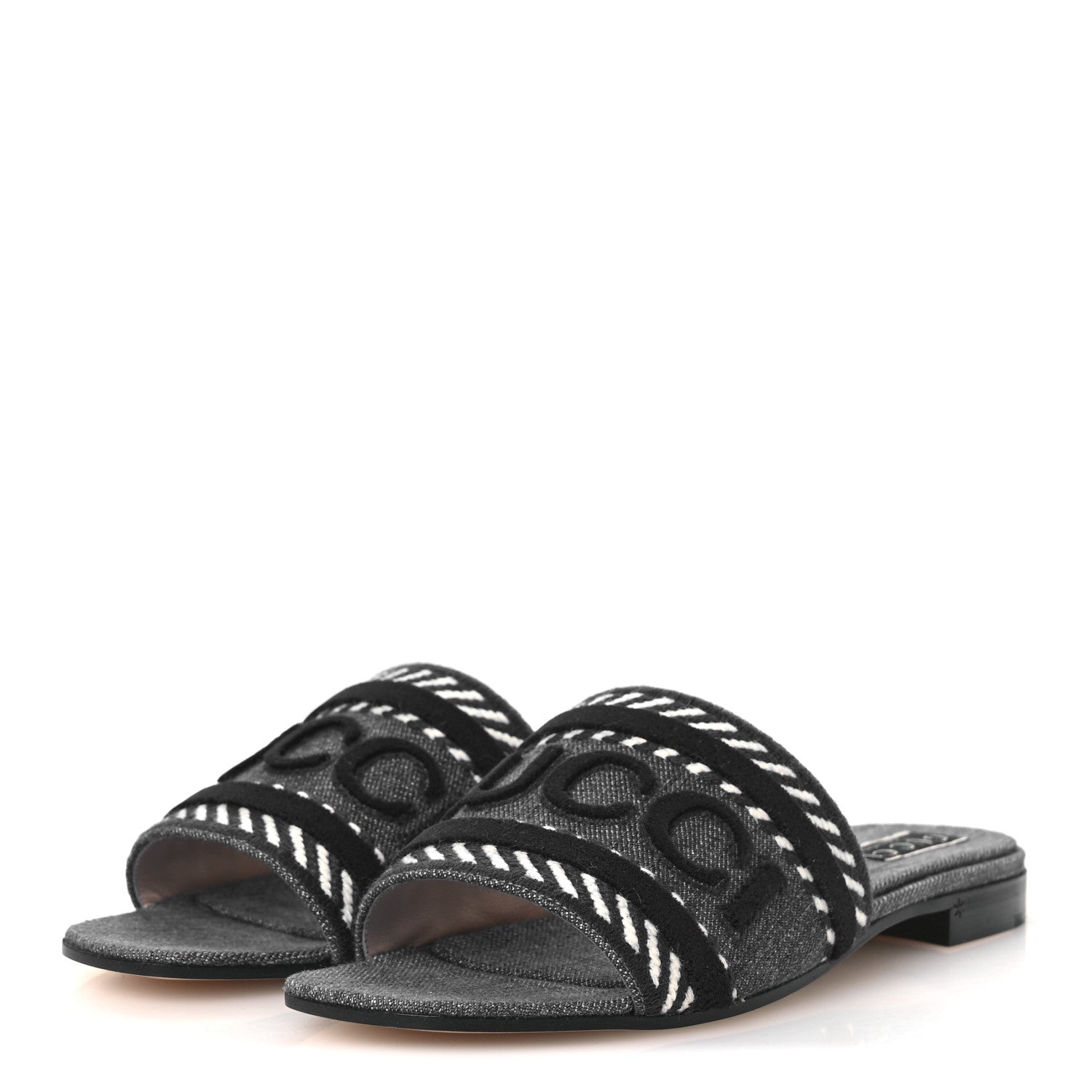 Gucci Plain Spain Denim Logo Slide Sandals 37 Light Blue 4 of 11