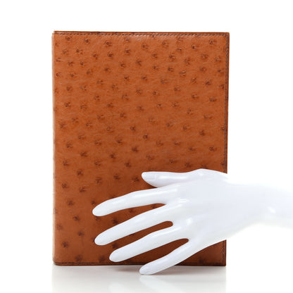 Hermes Ostrich Notebook Cover Cognac 2 of 9