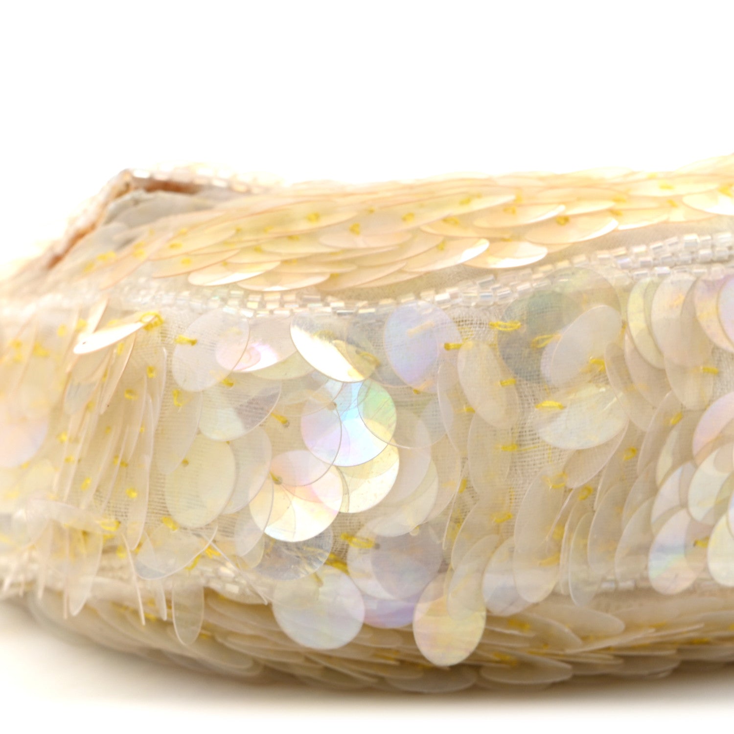 Fendi Sequin Paillettes Snakeskin Baguette White 8 of 13