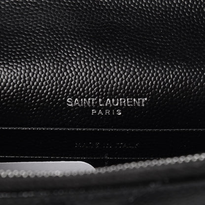 Saint Laurent Grain De Poudre Matelasse Chevron Monogram Envelope Chain Wallet Black 6 of 10