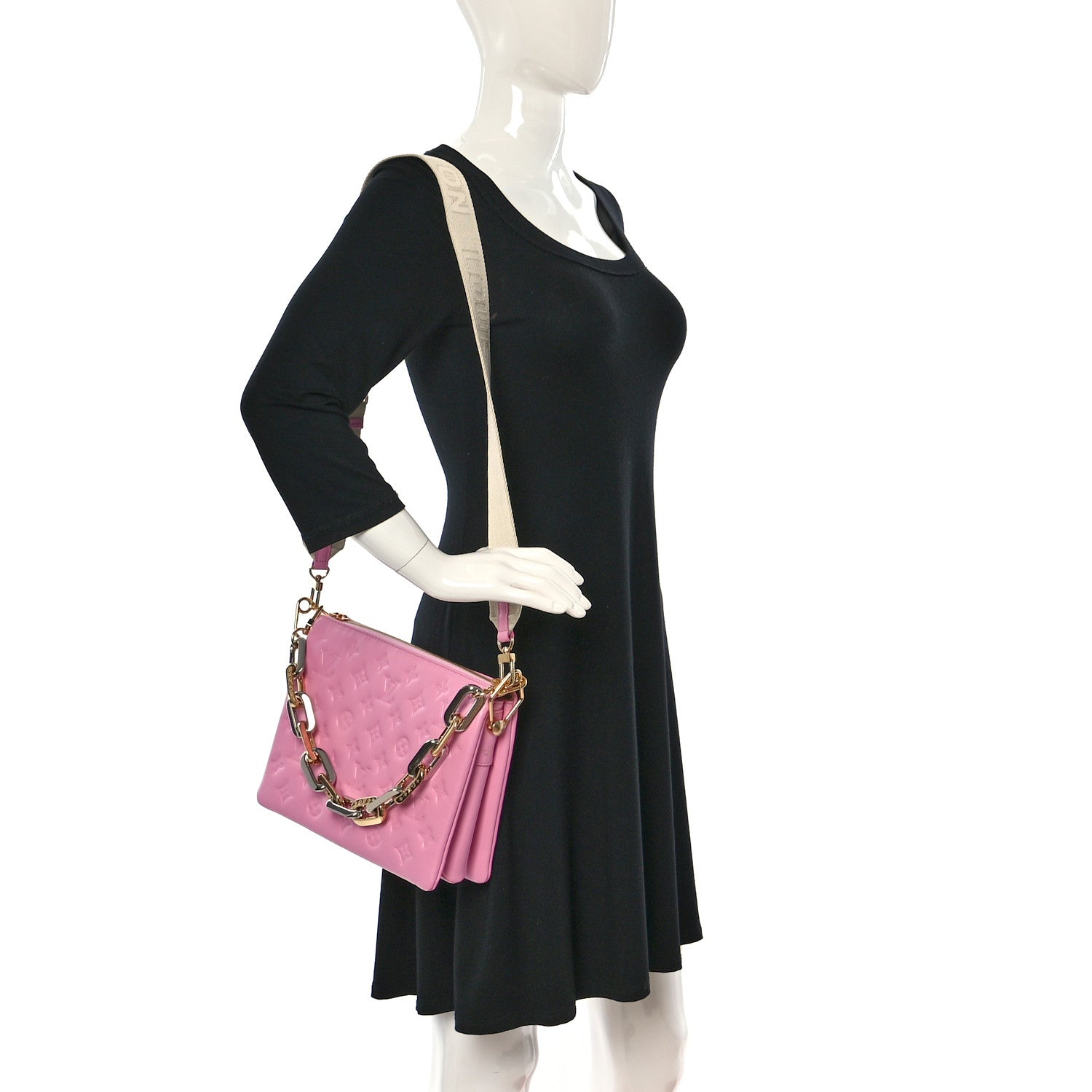 Louis Vuitton Lambskin Embossed Monogram Coussin PM Rose Bonbon 2 of 8
