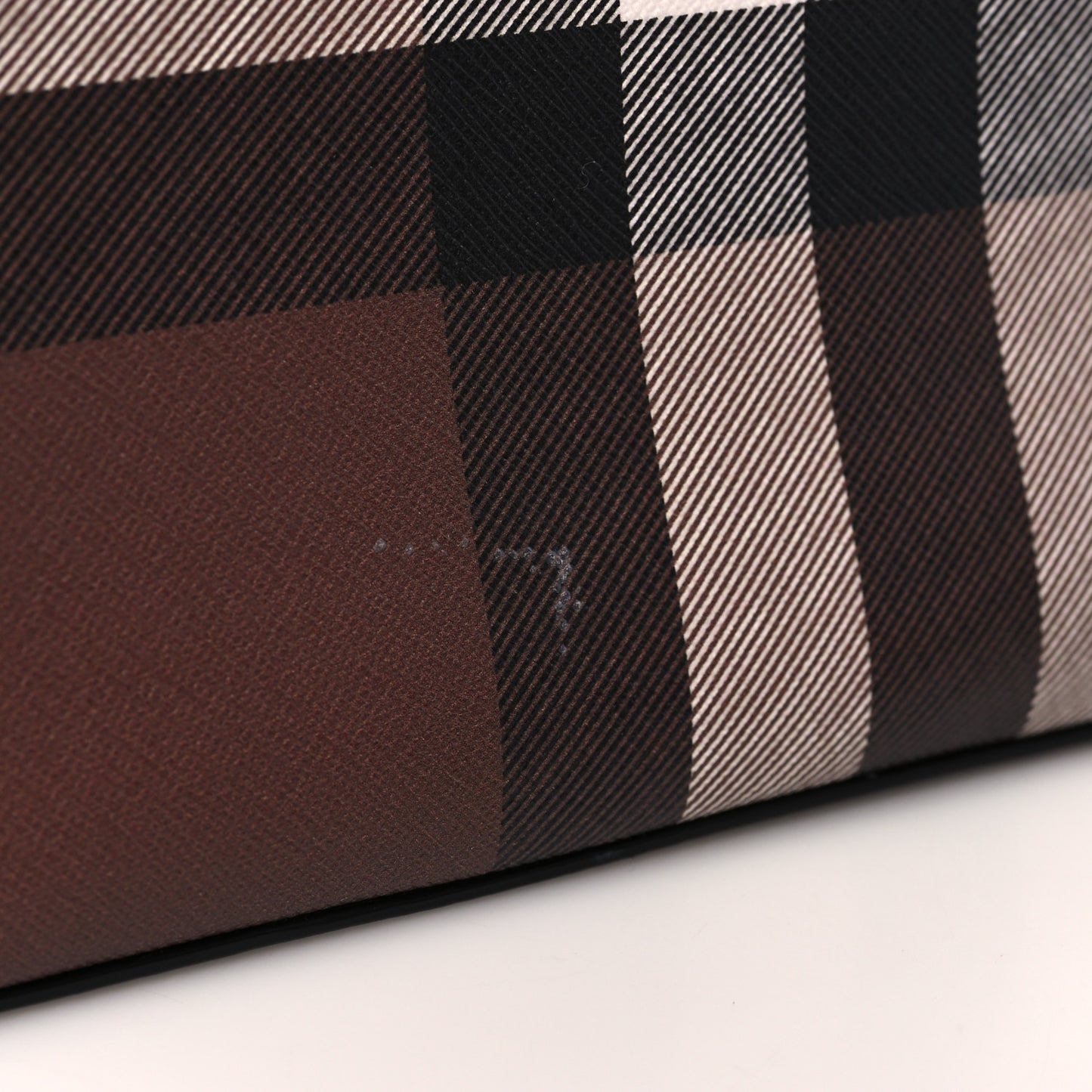 Calfskin Giant Check E-Canvas Note Crossbody Bag Dark Birch Brown