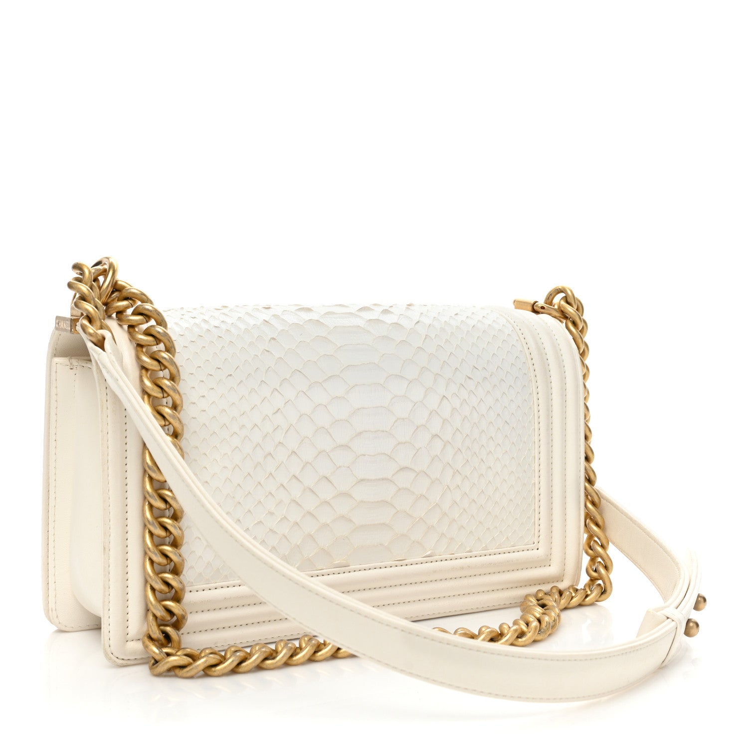 Chanel Snakeskin Medium Boy Flap White 3 of 19