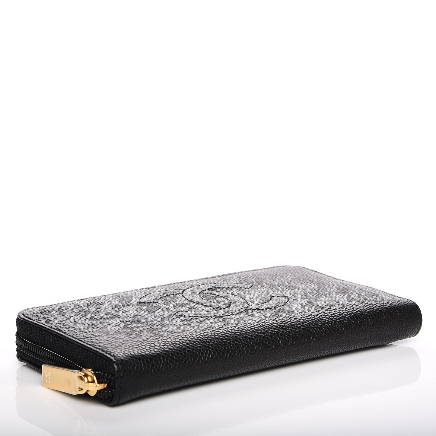 Caviar Timeless CC Large Gusset Zip Around Wallet Black