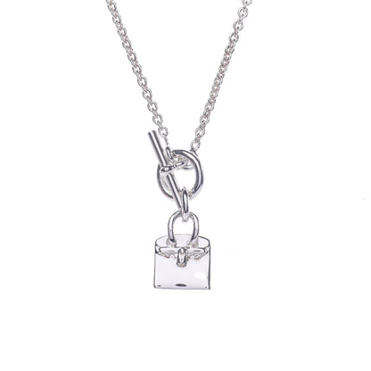 Hermes Sterling Silver Birkin Amulette Pendant Necklace 4 of 8