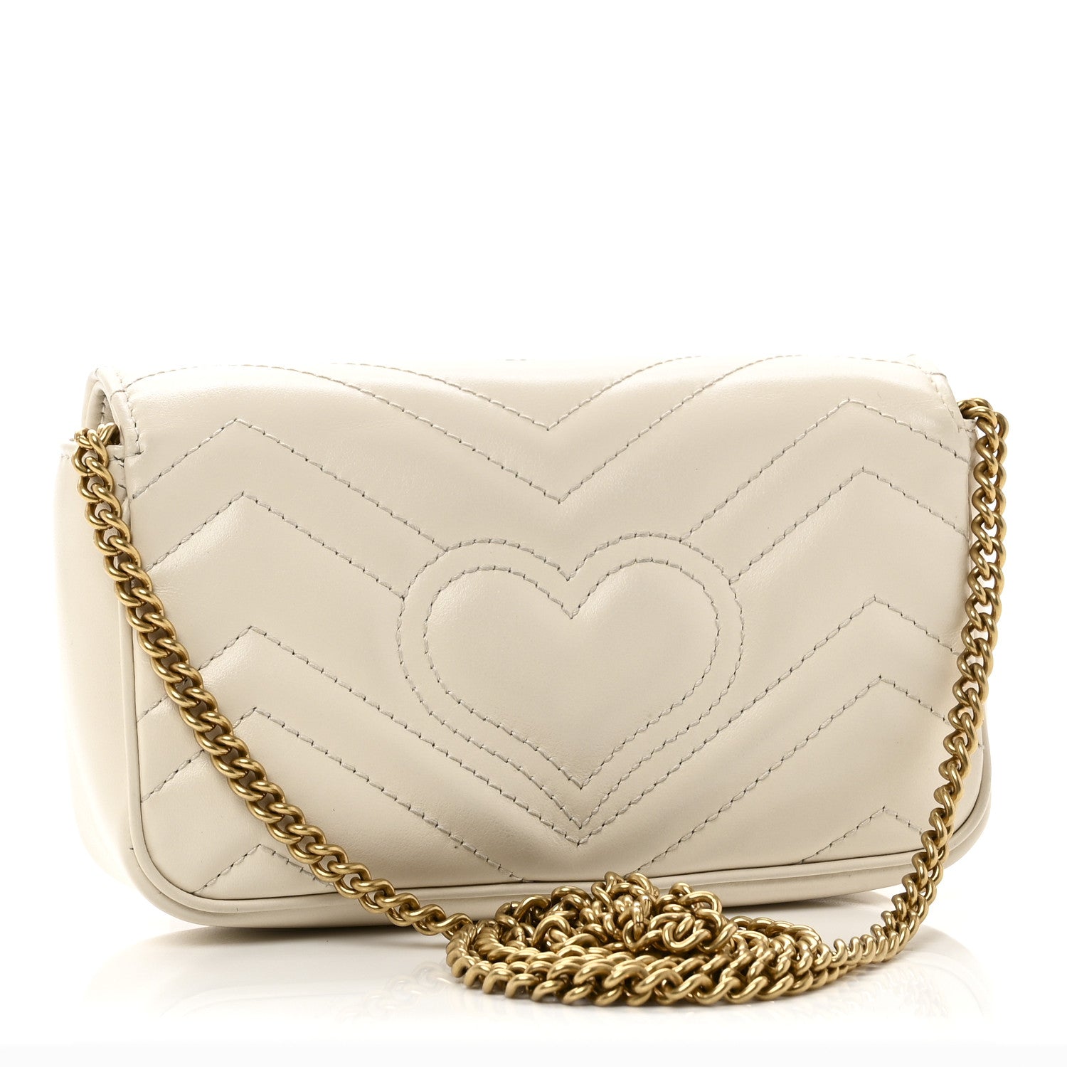 Gucci Calfskin Matelasse Super Mini GG Marmont Shoulder Bag White 3 of 10