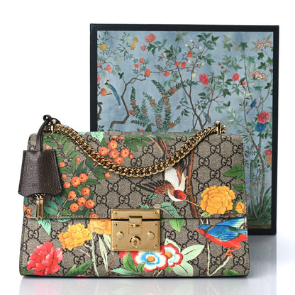 Gucci GG Supreme Monogram Tian Medium Padlock Shoulder Bag Beige Multicolor New Acero 12 of 12