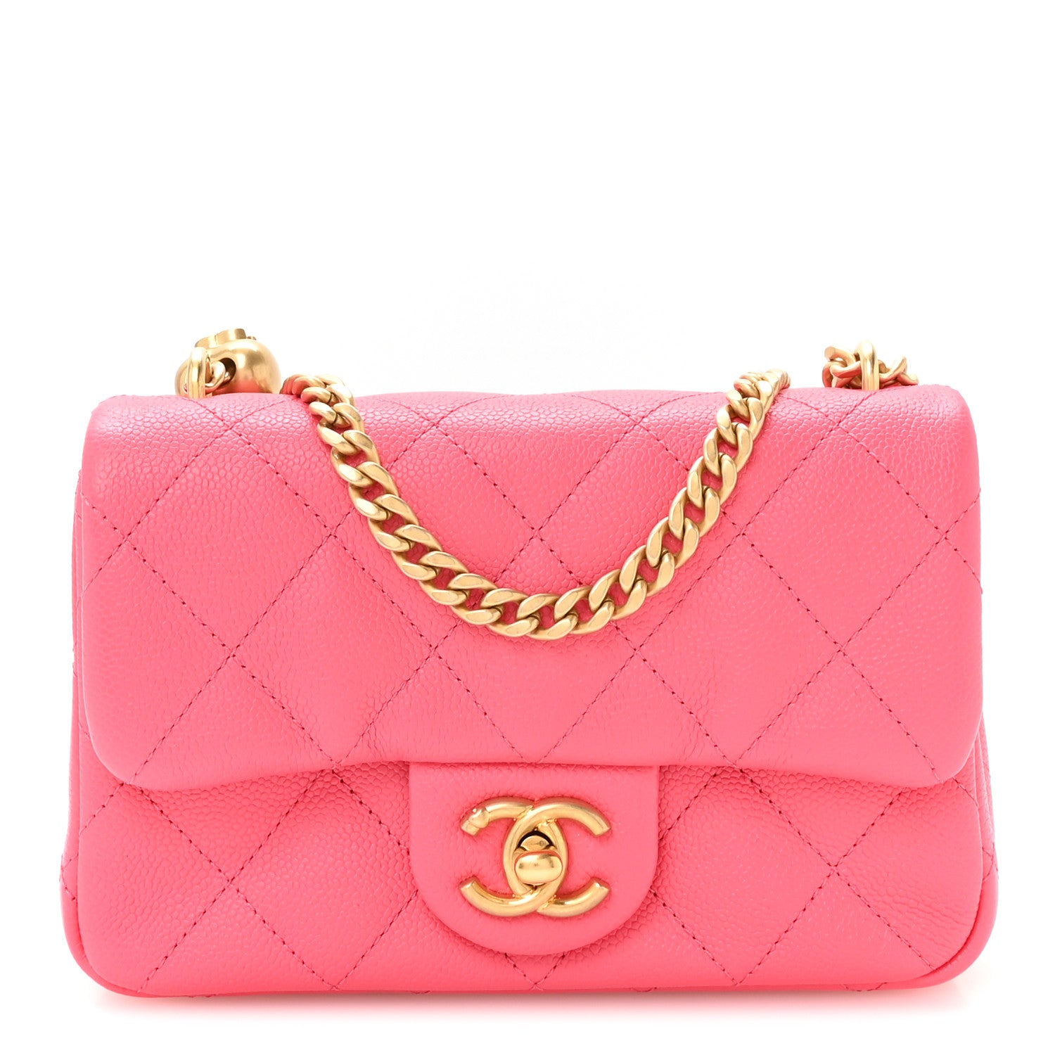 Chanel Caviar Quilted Mini Rectangular Sweetheart Flap Fuchsia 1 of 11