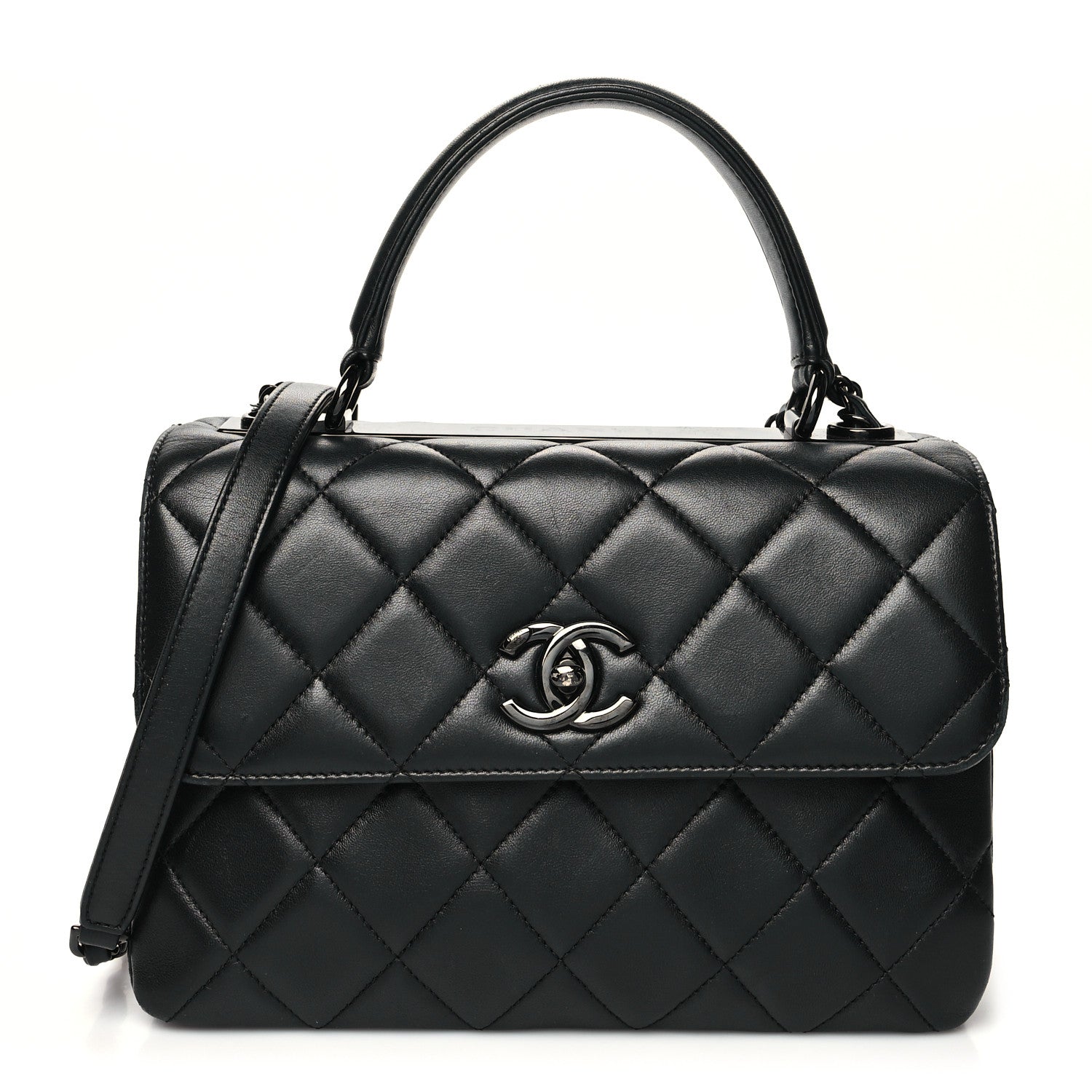 Chanel Lambskin Quilted Small Trendy CC Dual Handle Flap Bag So Black 1 of 13