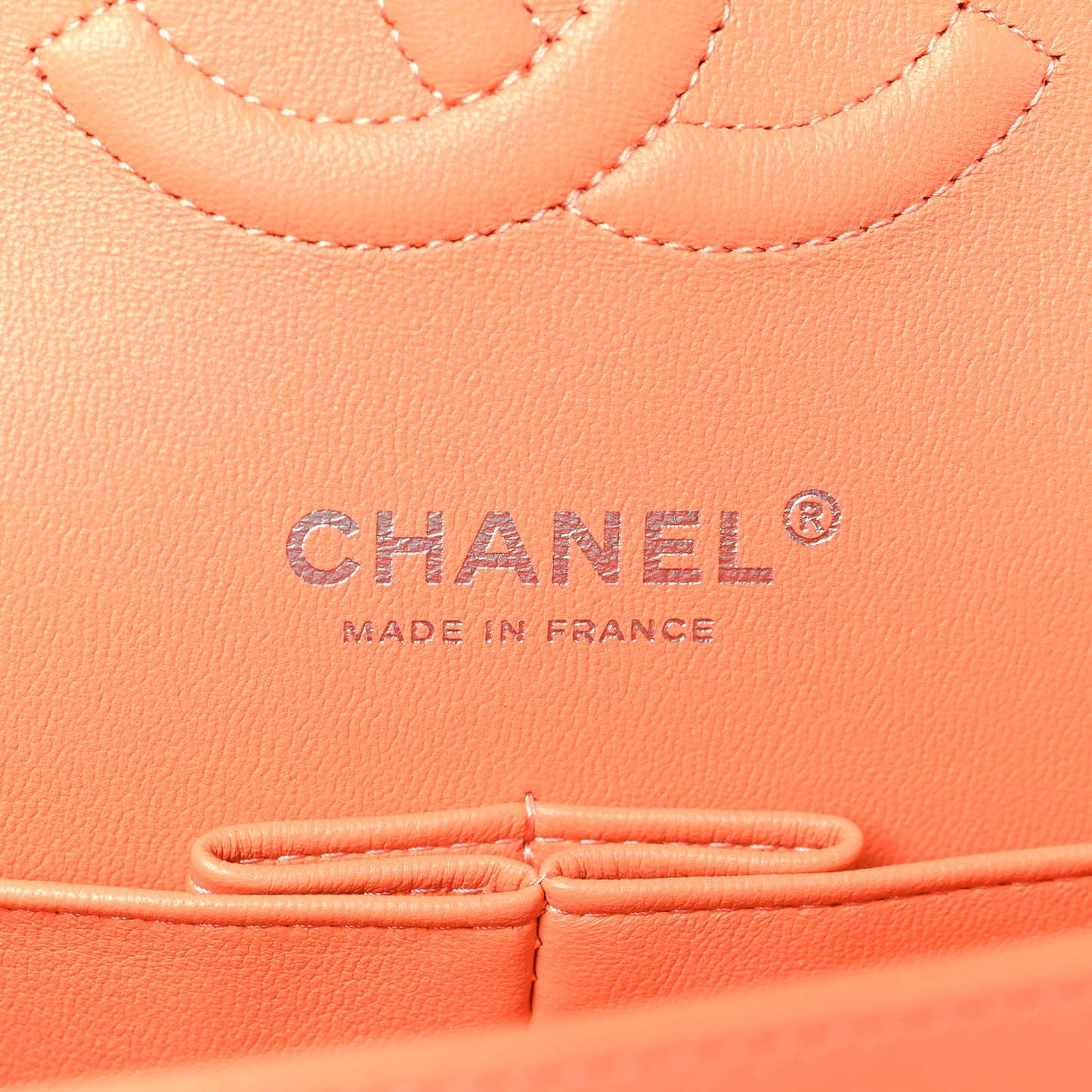 Lambskin Quilted Medium Double Flap Orange