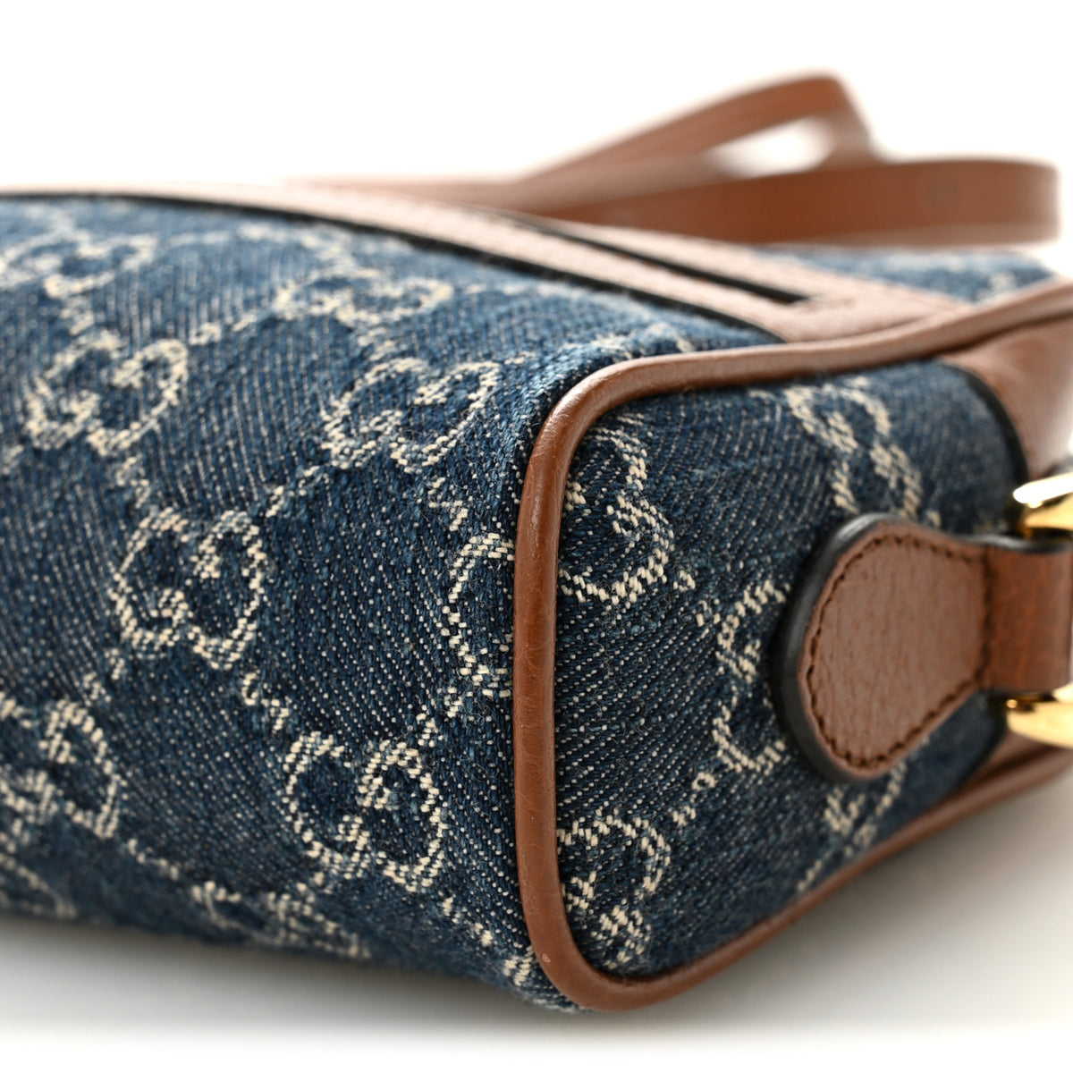 Gucci New Denim GG Monogram Dollar Calfskin Mini Ophidia Shoulder 