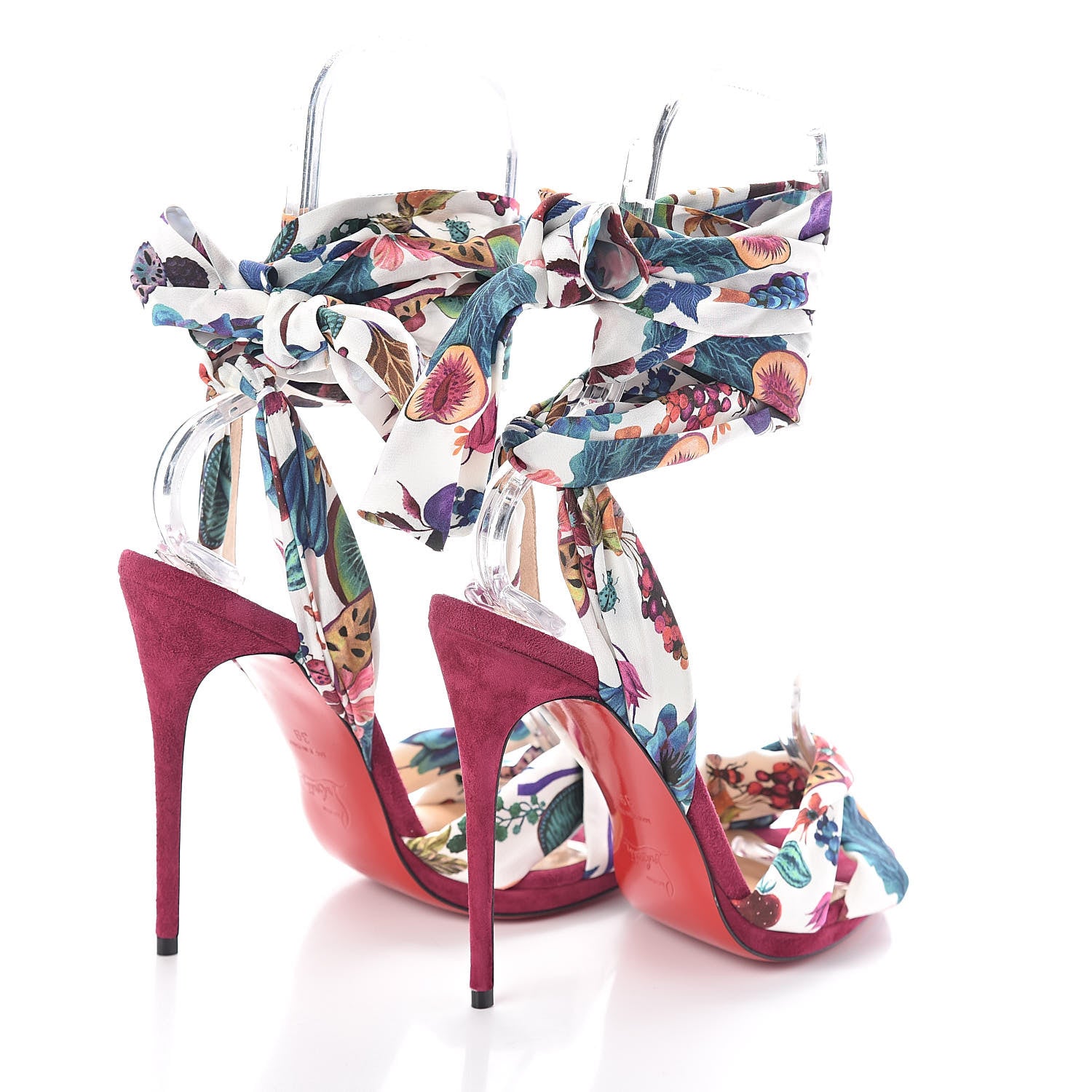 Christian Louboutin Veau Velours Crepe Verger Tres Frais 120 Sandals 39 Figue Multi 4 of 7