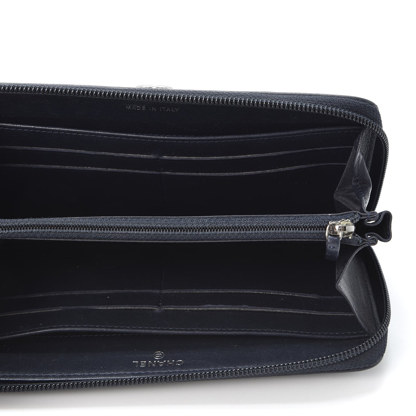 Lambskin Quilted Boy Zip Around Wallet Navy