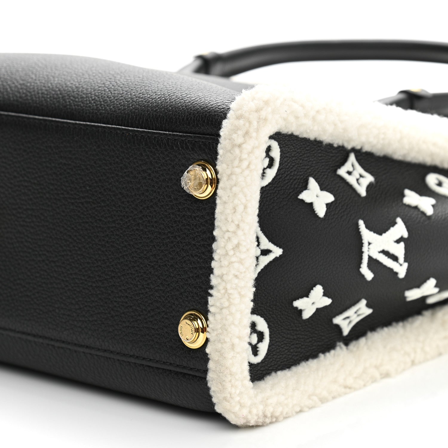 Louis Vuitton Grained Calfskin Shearling On My Side MM Black 8 of 10