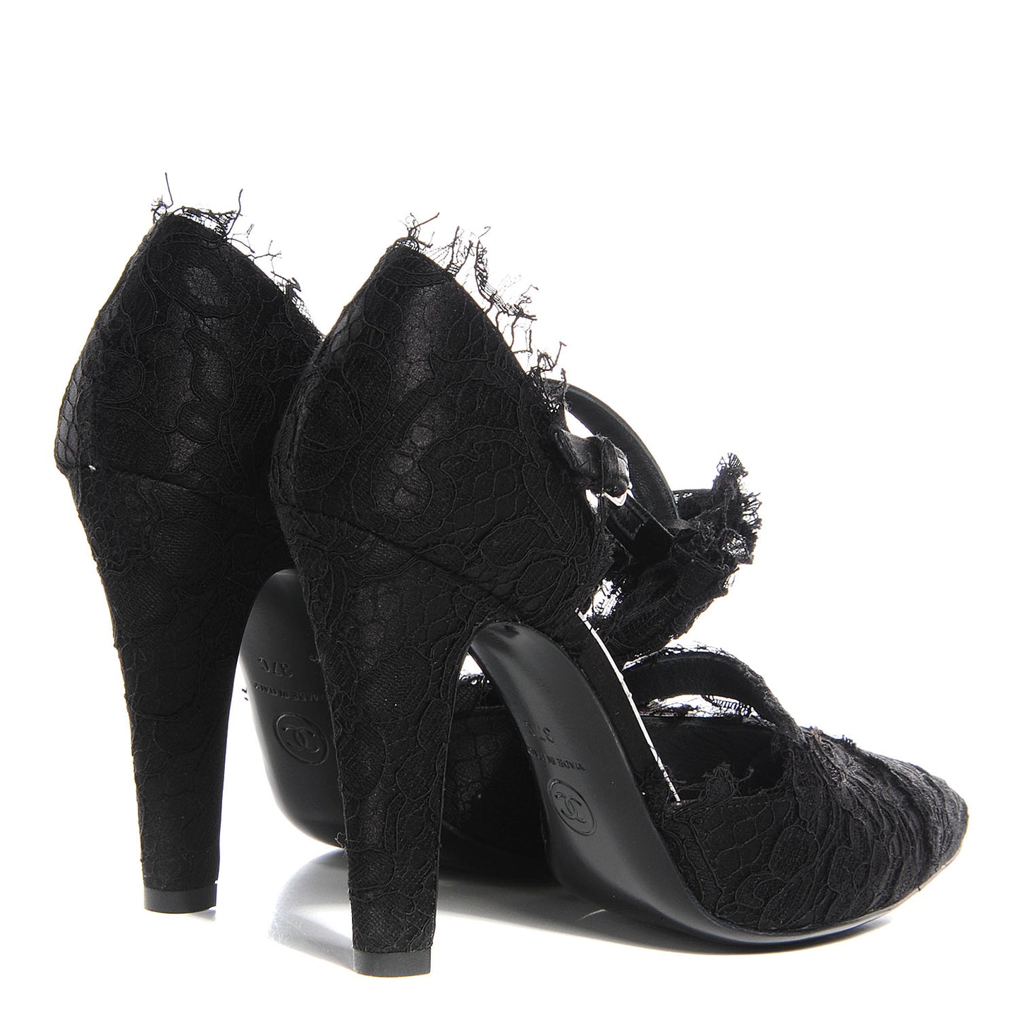 Lace Ankle Strap Pumps Black 37