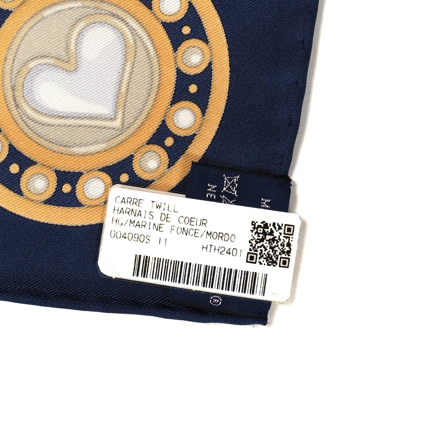 Silk Harnais De Coeur Scarf 90 Marine Fonce Mordore
