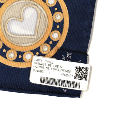 Hermes Silk Harnais De Coeur Scarf 90 Marine Fonce Mordore 3 of 3