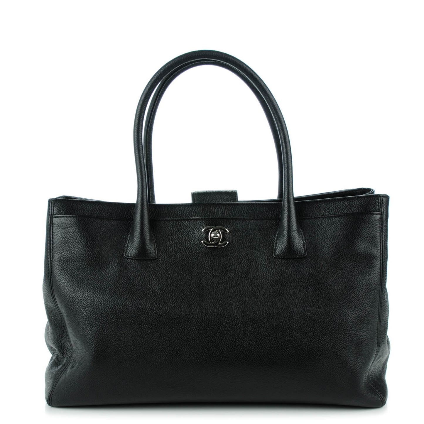 Calfskin Cerf Executive Shopper Tote Black