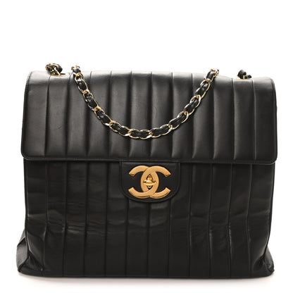 Chanel Lambskin Vertical Quilted XL Jumbo Single Flap Black 1 of 10