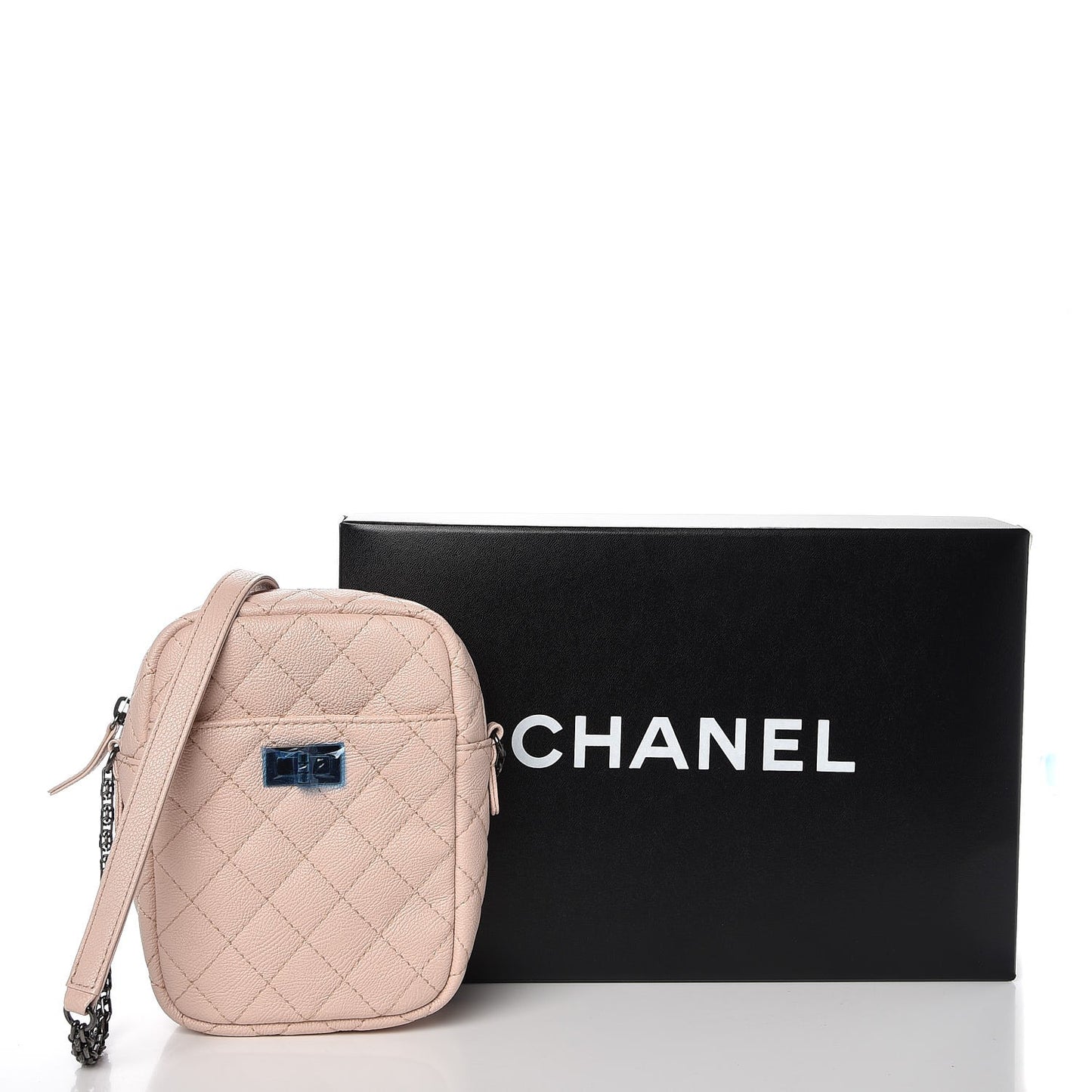 Grained Calfskin Quilted Reissue Camera Case Light Pink