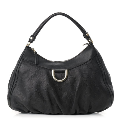 Gucci Guccissima Large D Gold Ring Hobo Black 1 of 18