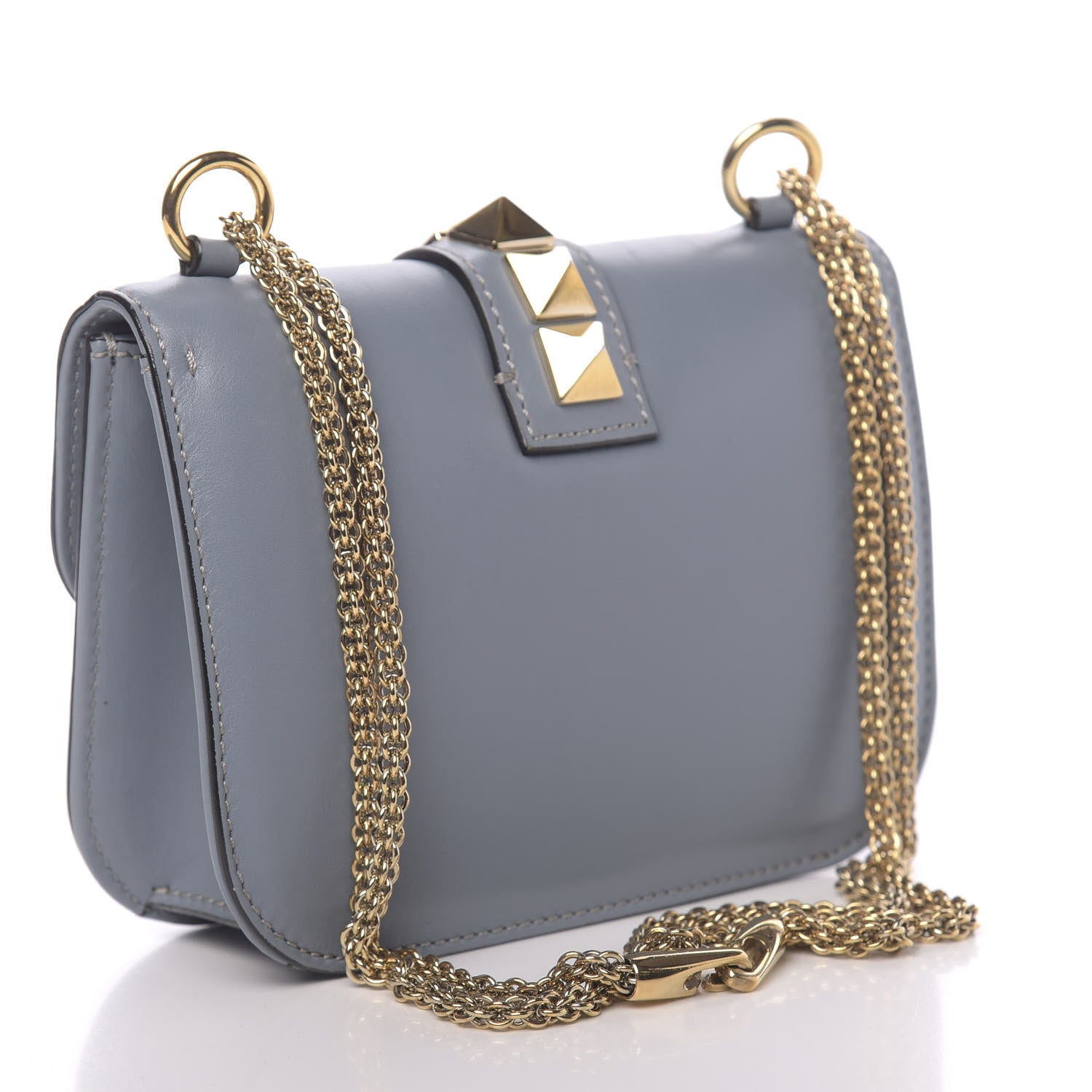 Valentino Garavani Vitello Small Glam Lock Rockstud Flap London Stone 3 of 10