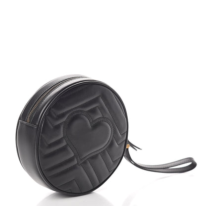 Gucci Calfskin Matelasse GG Marmont Round Wrist Wallet Black 3 of 7