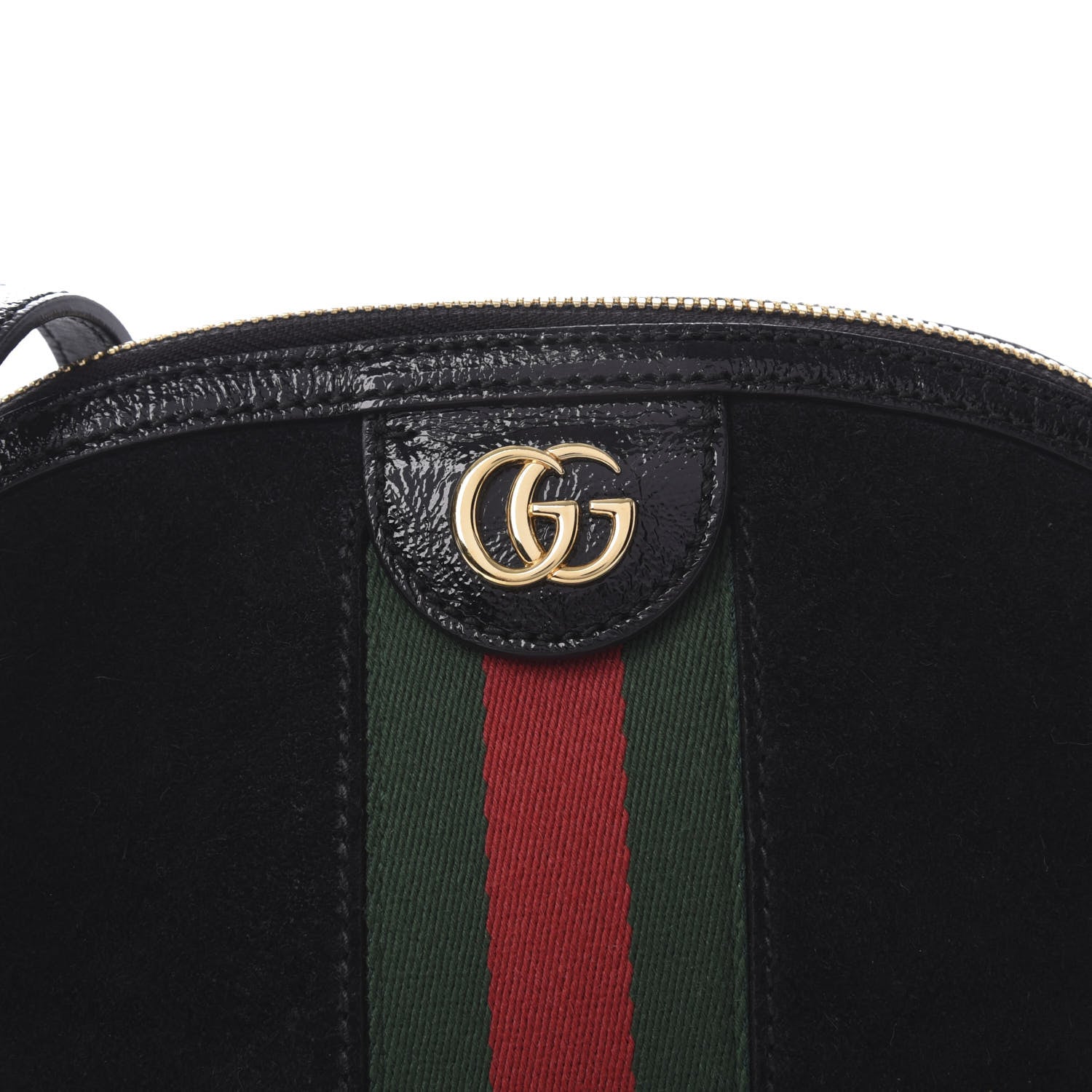 Gucci Suede Patent Web GG Small Ophidia Dome Shoulder Bag Black 13 of 13