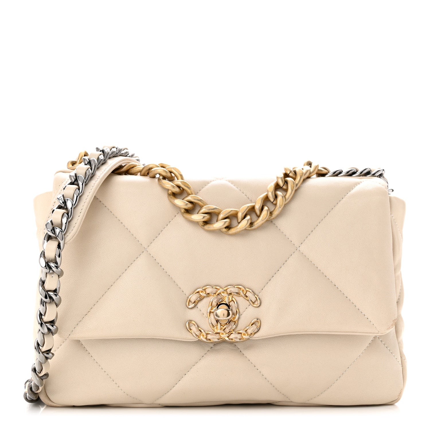 Chanel Goatskin Quilted Medium Chanel 19 Flap Beige 1 of 13