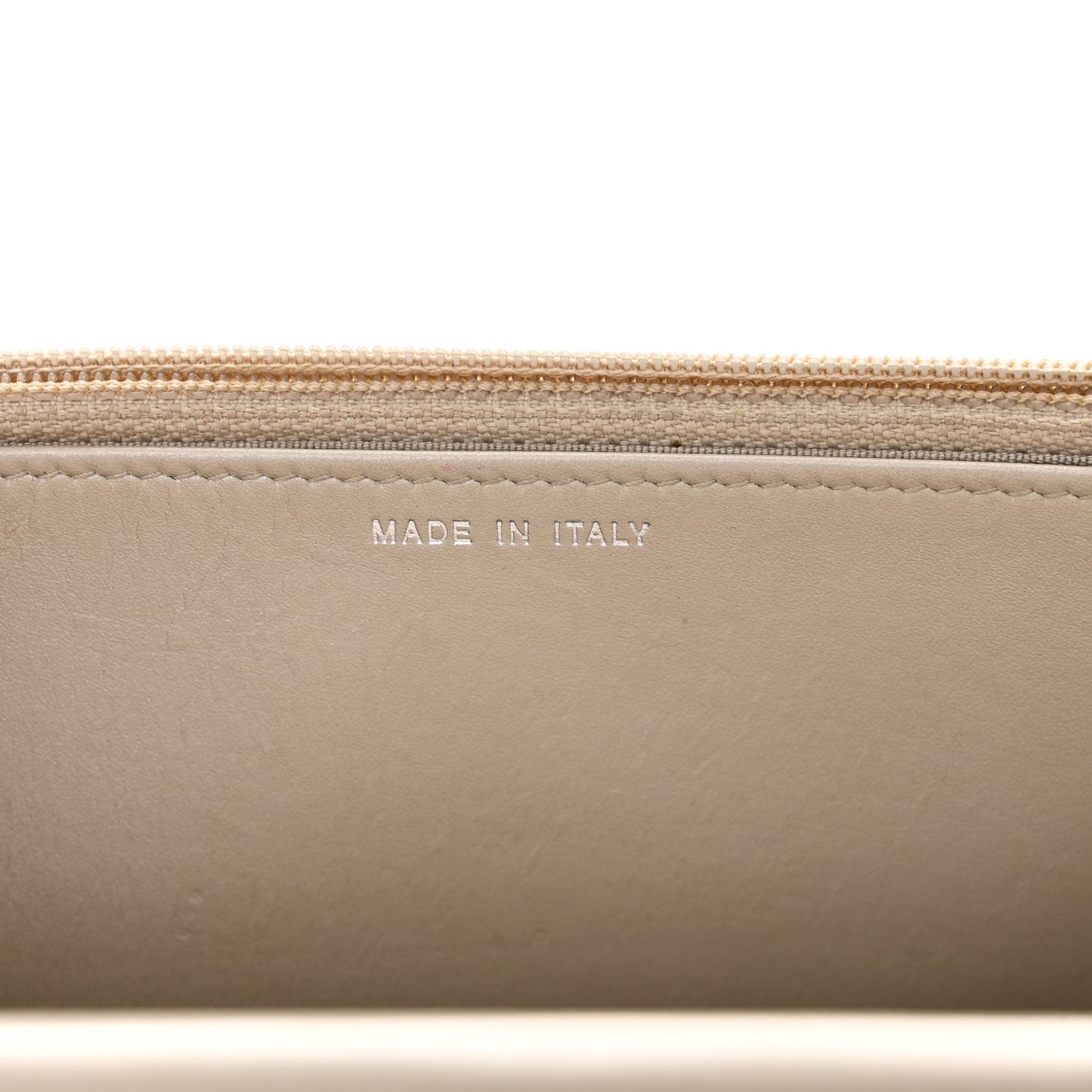 Iridescent Patent Calfskin Quilted Boy Wallet On Chain WOC Beige