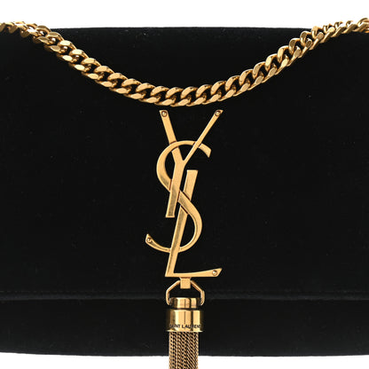 Saint Laurent Velvet Small Monogram Kate Tassel Shoulder Bag Black 7 of 11