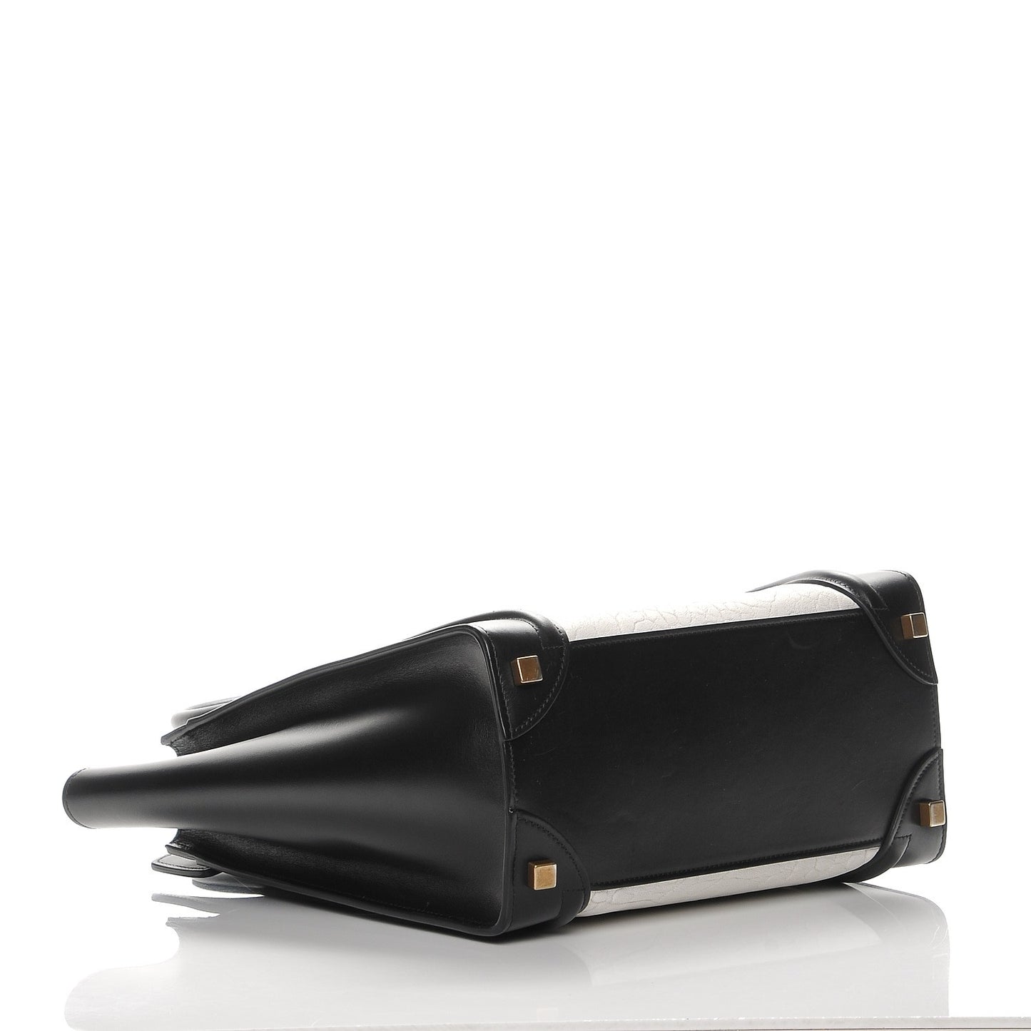 Shrunken Lambskin Micro Bi-Color Luggage Black White