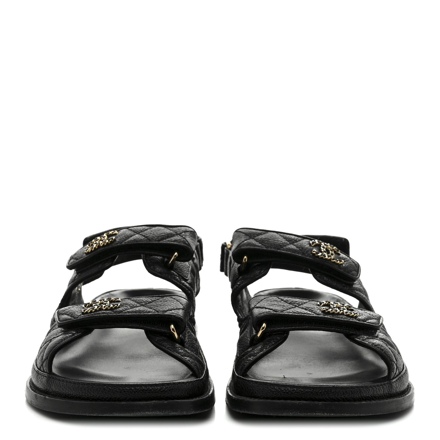 Grained Calfskin Velcro Dad Sandals 40 Black