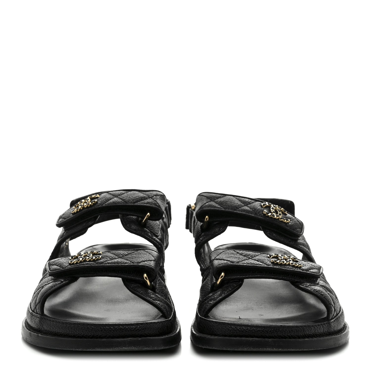 Chanel Grained Calfskin Velcro Dad Sandals 40 Black 3 of 10