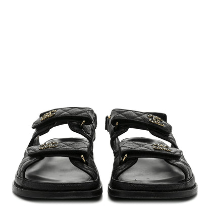 Chanel Grained Calfskin Velcro Dad Sandals 40 Black 3 of 10