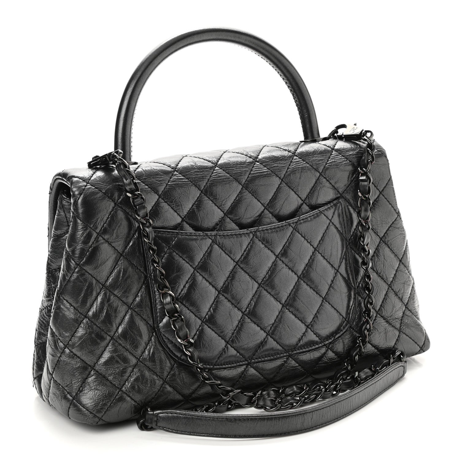 Chanel Aged Calfskin Quilted Small Coco Handle Flap So Black 3 of 11