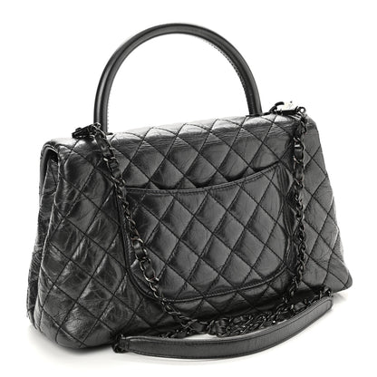 Chanel Aged Calfskin Quilted Small Coco Handle Flap So Black 3 of 11