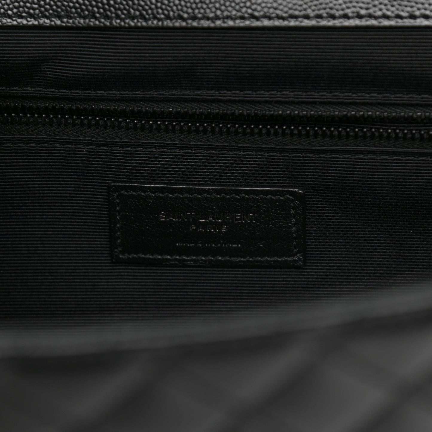 Grain De Poudre Textured Mixed Matelasse Large Triquilt Monogram Monochrome Satchel Black