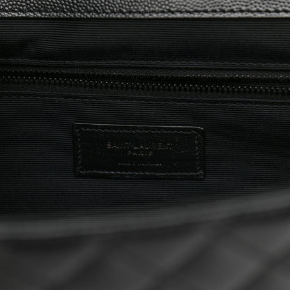 Saint Laurent Grain De Poudre Textured Mixed Matelasse Large Triquilt Monogram Monochrome Satchel Black 7 of 11