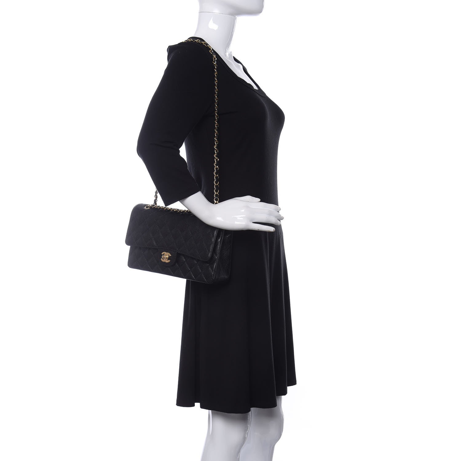 Chanel Caviar Quilted Medium Double Flap Black 2 of 12
