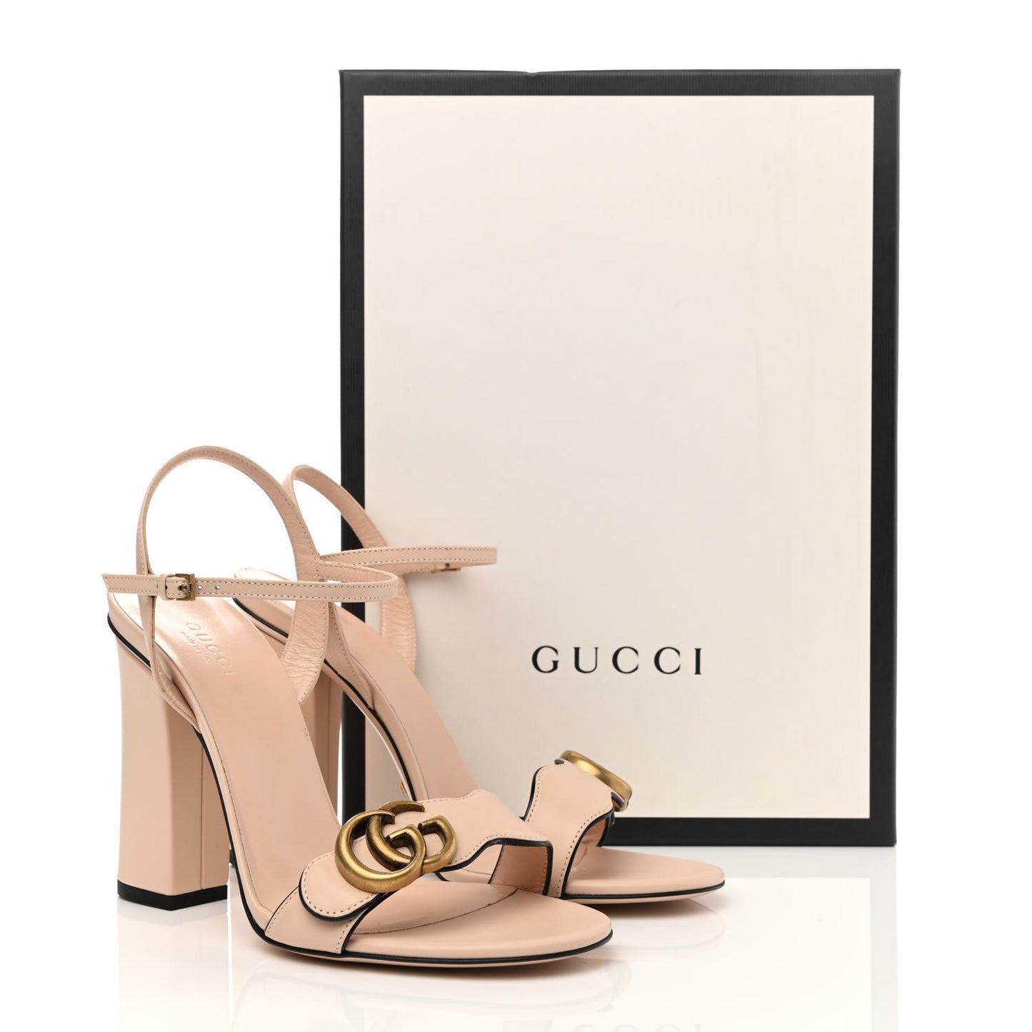 Lifford Calfskin GG Marmont Ankle Wrap 105mm Sandals 37.5 Skin Rose
