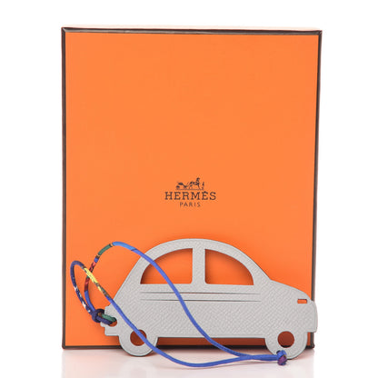 Hermes Togo Epsom Petit H Italian Car Bag Charm Rouge Casaque Gris Mouette 4 of 4
