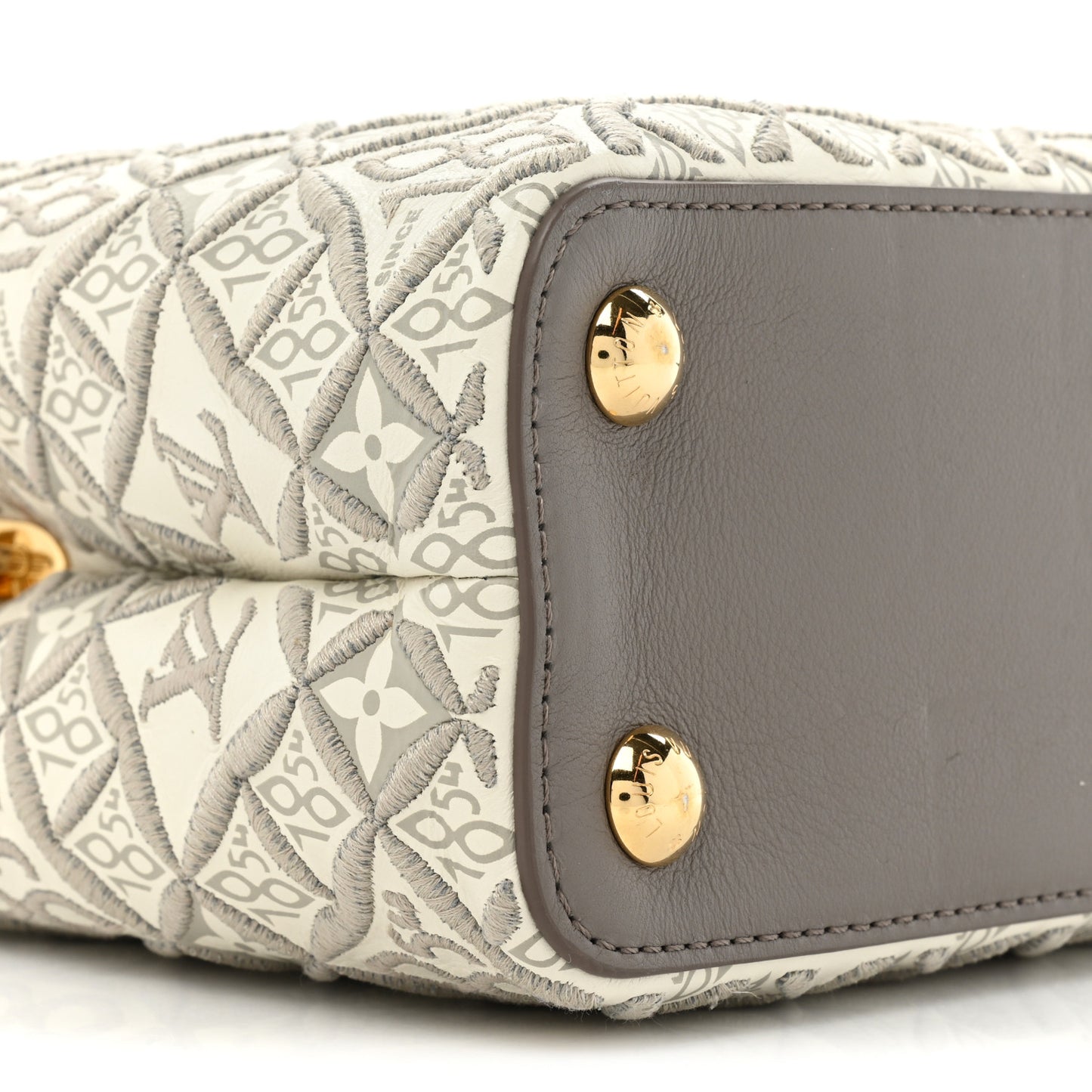 Calfskin Since 1854 Embroidered Capucines BB Ecru Taupe