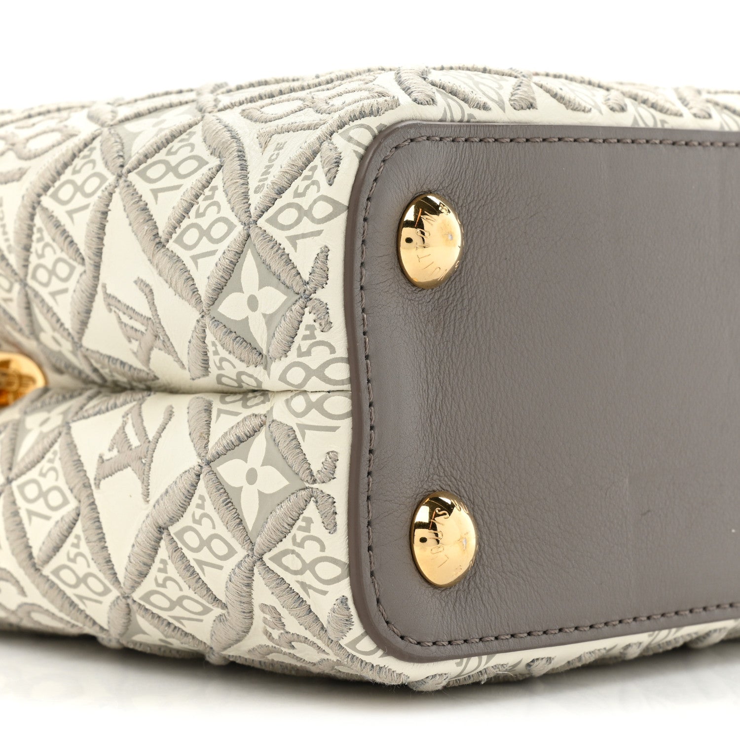 Louis Vuitton Calfskin Since 1854 Embroidered Capucines BB Ecru Taupe 9 of 13