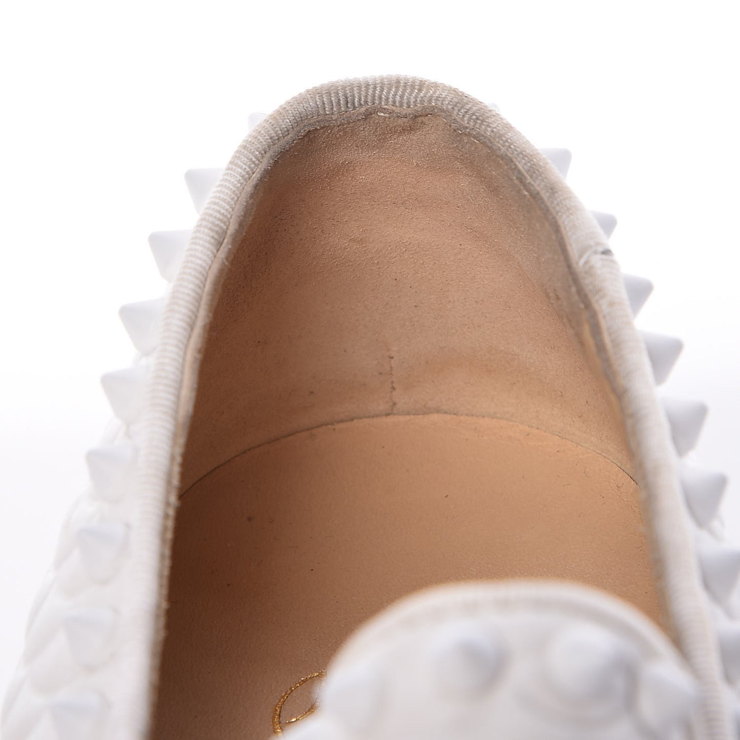 Nappa Scallop Embossed Spikes Roller Boat Flat 39 White