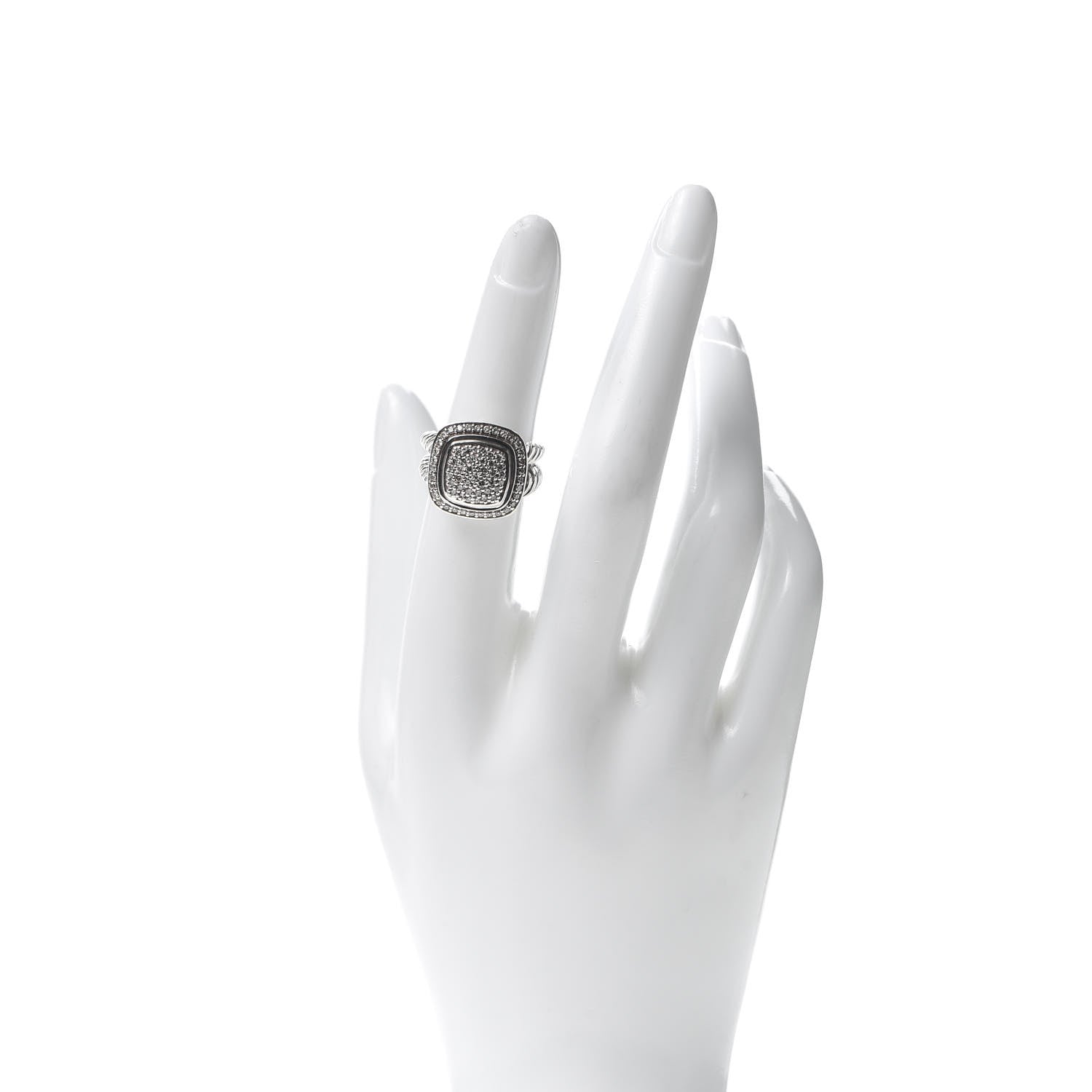 David Yurman Sterling Silver Diamond 11mm Albion Pave Ring 52 6 2 of 4