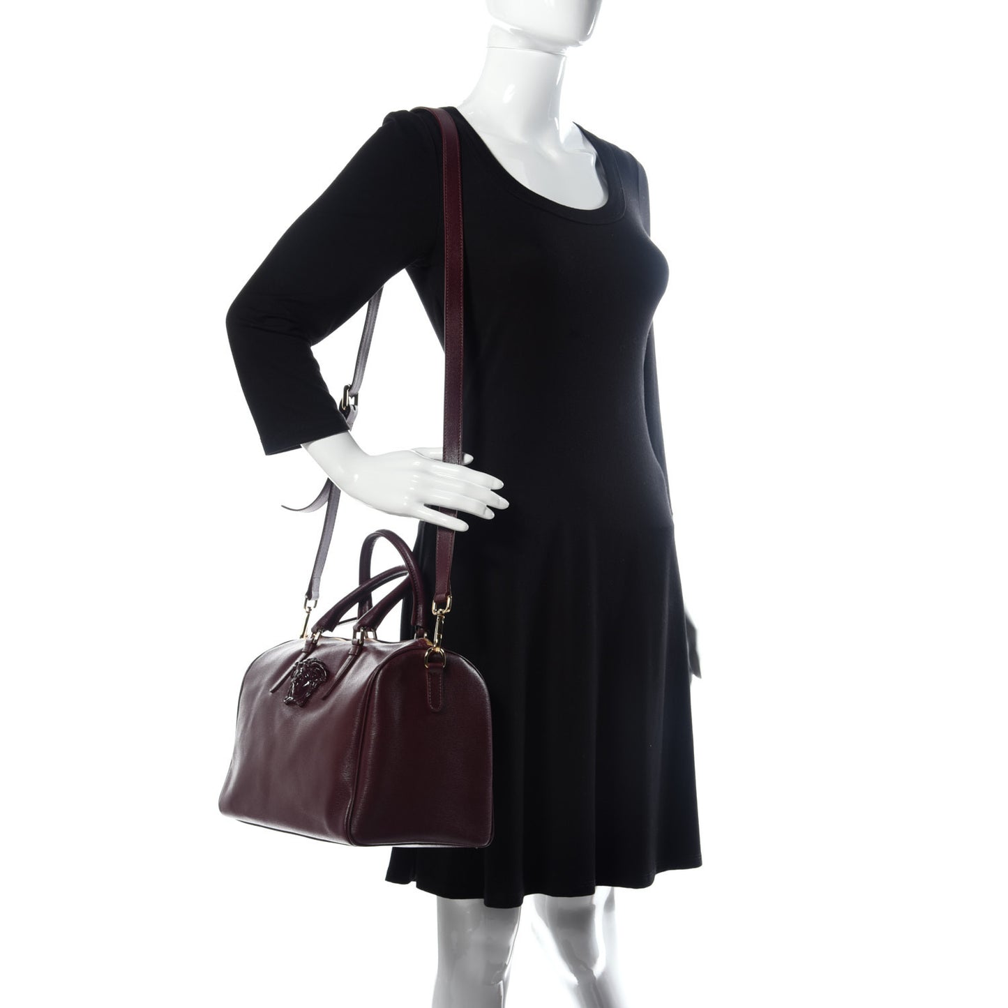 Saffiano Calfskin Palazzo Bowler Burgundy