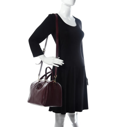 Versace Saffiano Calfskin Palazzo Bowler Burgundy 2 of 10