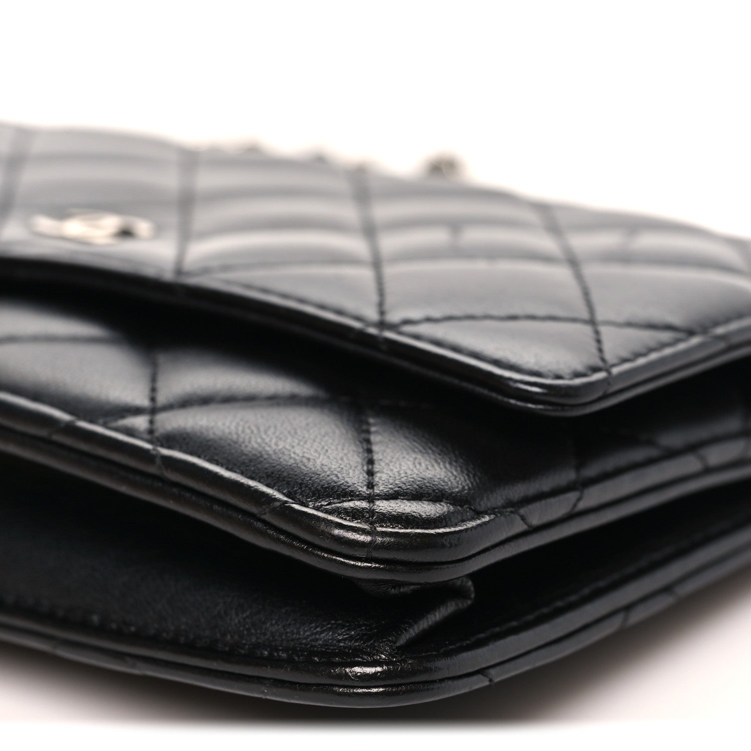Chanel Lambskin Quilted Wallet On Chain WOC Black 11 of 12